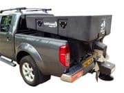 SaltDogg SHPE1000 765L hopper salt spreader spinner and chute view